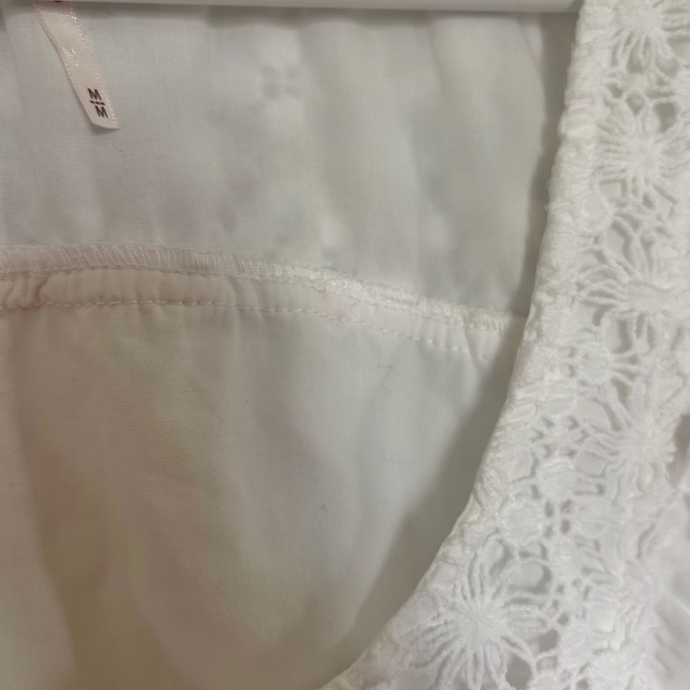 FREE PEOPLE Half Moon Mini Dress Eyelet Crochet Lace Ruffle Feminine Boho | Sz M - Picture 7 of 12